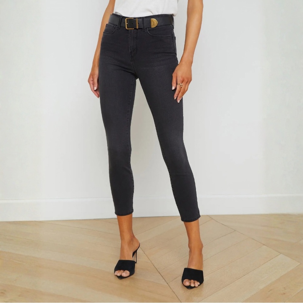 L'AGENCE Margot High Rise Cropped Skinny Jean in Dark Graphite Grey Size 25 - Picture 2 of 10